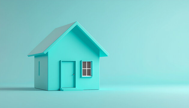 Minimal Turquoise House Illustration
