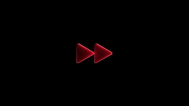 Glowing Rewind button icon isolated on black background. HD Video Animation .