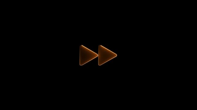 Glowing Rewind button icon isolated on black background. HD Video Animation .