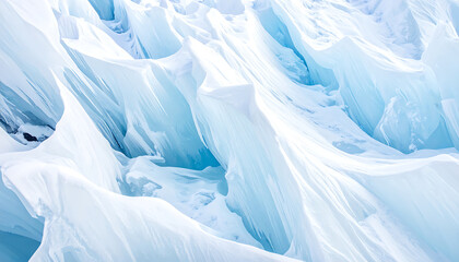 Obraz premium Closeup of jagged ice formations with sharp edges and deep blue shadows, winter texture, natural cold abstract background