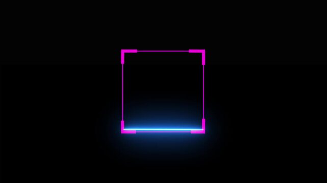 Glowing laser scanning icon with minimal line animation. Scanning icon animation with minimal lines and glowing square effects on dark modern digital background. on black backgraund .4k video .