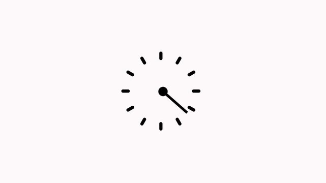 Stop watch or clock icon on white background. Clock timer with moving arrows and loop time lapse animation.on black backgraund.HD video animation.