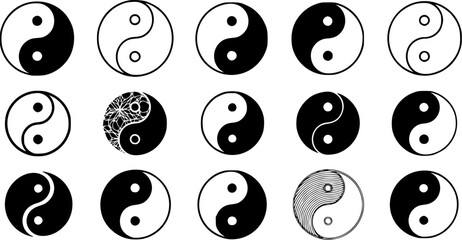 Fototapeta premium Yin Yang icon set, Yin and Yang symbol isolated on transparent background. vector illustration