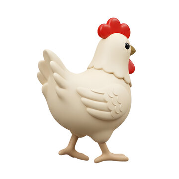 3D Render of a Cartoon Chicken