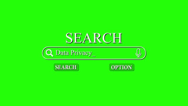 Digital search bar interface displaying data privacy term on a green background internet security web browser protection internet security web browser protection
