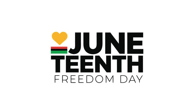Black text logo design for Juneteenth freedom day celebration event