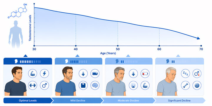 Male testosterone decline aging andropause illustration