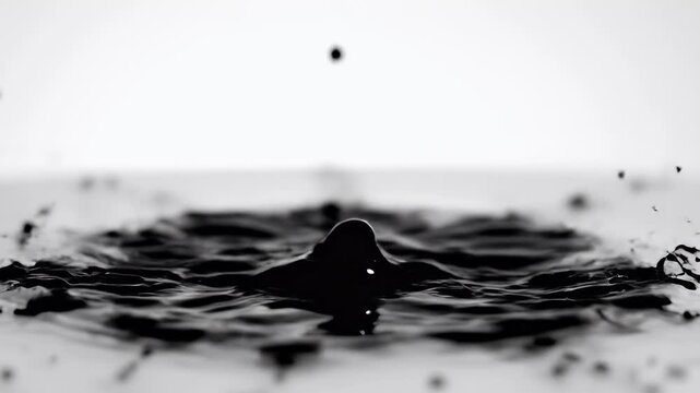 Black liquid splash frozen mid-air, forming a crown shape on white