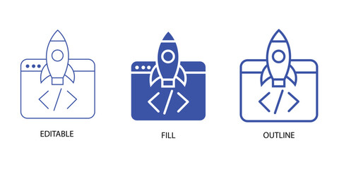 Rocket ship coding icons set © Vector Room