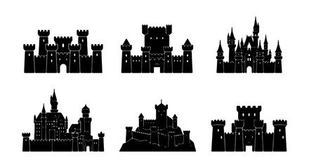 Castle Silhouettes Collection: Medieval Fortresses, Royal Palaces, Fantasy Architecture © RAKHI