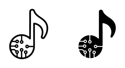 Digital Music Note Icons, Electronic Sound Symbols, Technology Audio Graphics © Maisha