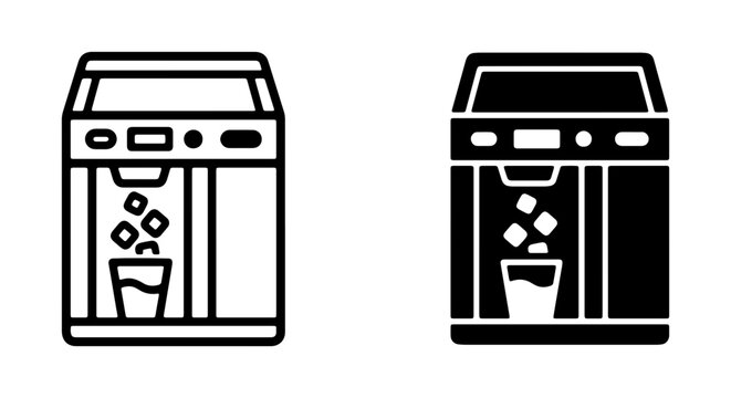 Ice Maker Machine Icons, Commercial & Home Use, Kitchen Appliance Vector Set