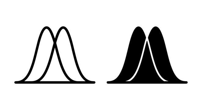 Statistical Distribution Curves, Probability Graphs, Data Visualization Icons