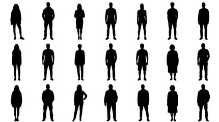 Naklejka premium Silhouette people walking in a line isolated on transparent background, Vector