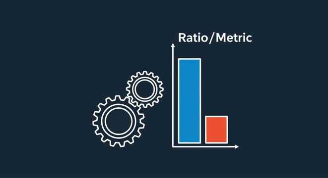 Business performance analysis with gears and bar chart
