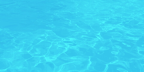 Obraz premium Clear turquoise swimming pool water surface with bright sun reflections, caustics ripples, and abstract blue texture.