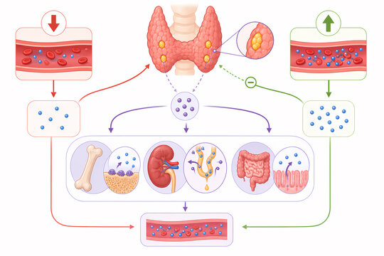 Parathyroid hormone calcium regulation illustration