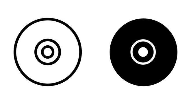 CD Icon, Compact Disc Symbol, Digital Media Storage, Vector Graphic