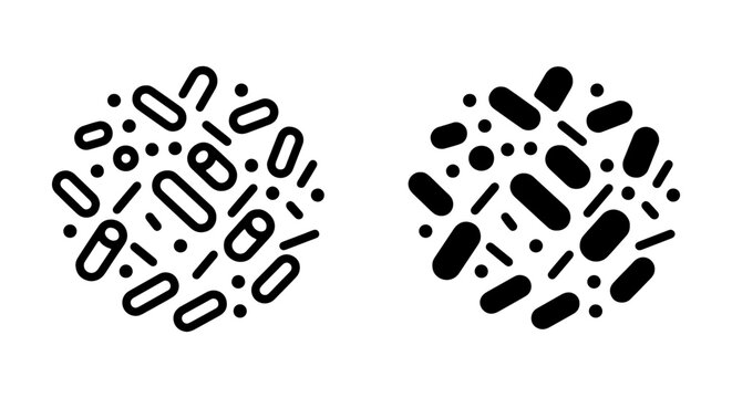 Microorganism Icons, Bacteria & Virus Shapes, Medical Science Vector Graphics