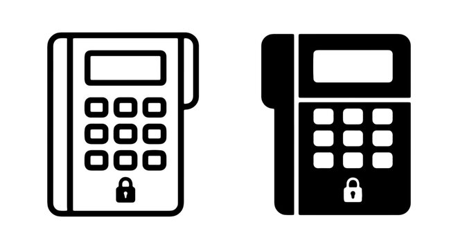 Security Keypad Icons, Access Control Systems, Digital Lock Entry, Vector Graphics