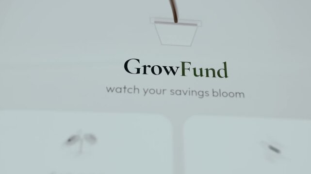 Stylized illustration of a tree with text GrowFund watch your savings bloom