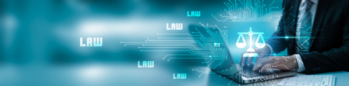 Business professional using a digital legal technology interface for compliance management, regulatory monitoring, legal services, and secure governance solutions.