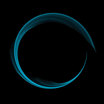 Abstract blue circular line art vector background on black
