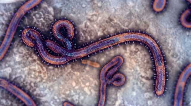 Ebola virus particles under electron microscope