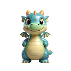Fototapeta premium Cute Baby Dragon 3D Render with Transparent Background
