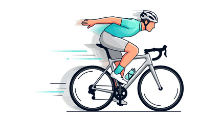 Obraz premium Cyclist riding a bicycle quickly with motion blur on vector