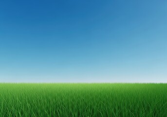 Obraz premium A vibrant natural scene bathed in intense, bright sunlight. Clear blue skies stretch over lush, vibrant green landscapes, creating warmth and summer vitality, day, landscape, summer