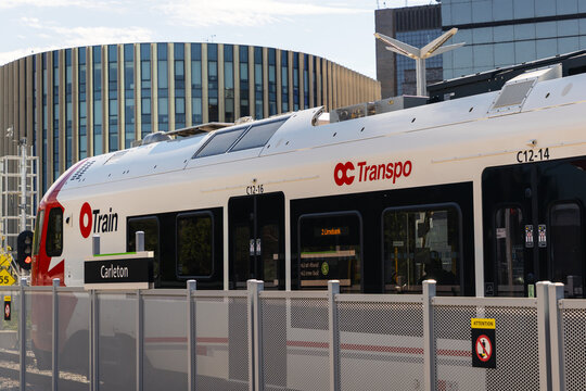 Ottawa, Canada - May 22, 2026: O-Train light rail transit vehicle. OC Transpo train