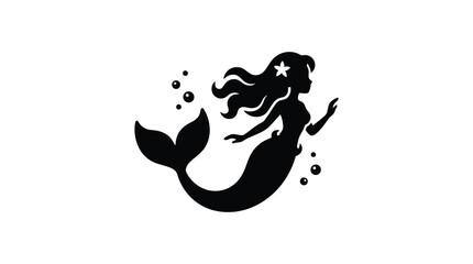 Obraz premium mermaid silhouette on white background black sea