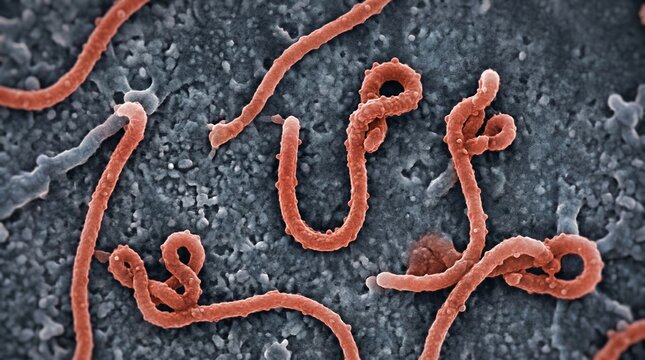 Scanning electron micrograph of ebola virus particles