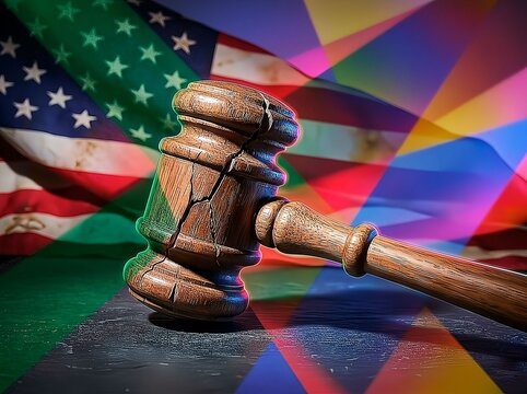American justice and constitutional law concept. Legal authority, court decisions, democracy, government power, and the rule of law in the United States