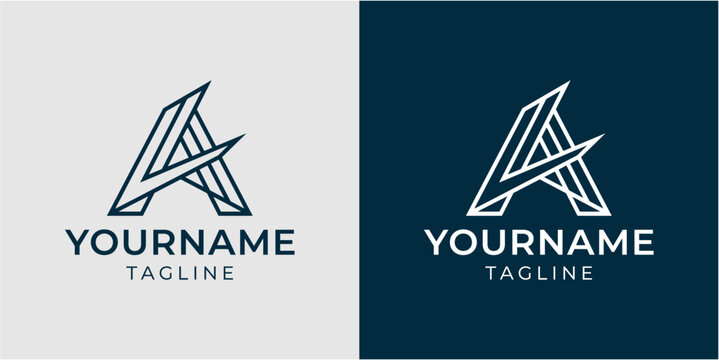 Letter A logos with customizable text.