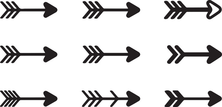 Sequential Directional Arrows Flowing in Parallel Rows Minimalist Black and White Design