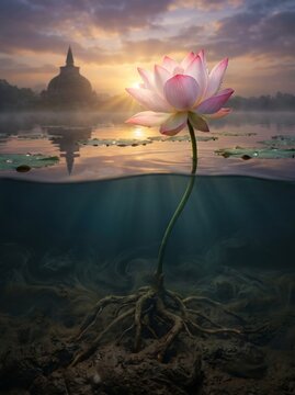 lotus flower on the lake in vesak poya day