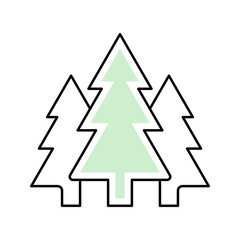 Obraz premium Forest trees icon. Nature and forestry line symbol. Color.