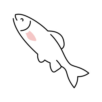 Ide fish icon. Animals and freshwater fish line symbol. Color.