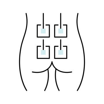 Electrical stimulation icon. Healthcare and physical therapy line symbol. Color.