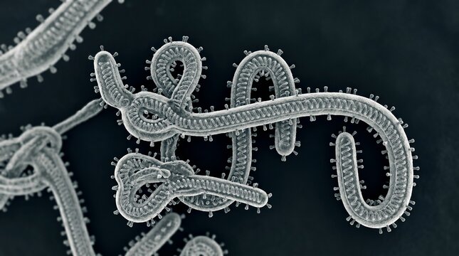 Scanning electron micrograph of ebola virus particles
