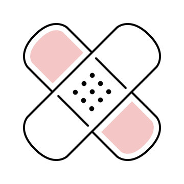 Nicotine patch icon. Healthcare and smoking cessation line symbol. Color.