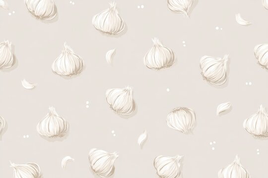 Garlic Herb and Salt Seamless Pattern with Dense Modern Culinary Composition