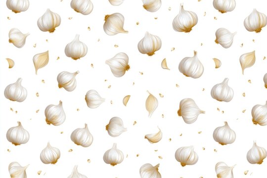 Garlic Herb and Salt Seamless Pattern with Dense Modern Culinary Composition