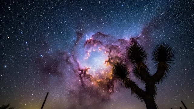 Stunning Joshua Tree Silhouette Under a Vibrant Milky Way Galaxy.