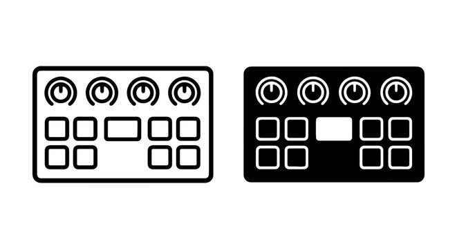 DJ Controller Icon Set, Music Production Equipment, Audio Mixer, Electronic Beat Maker