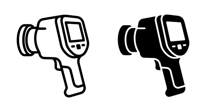 Infrared Thermometer Icons, Non-Contact Temperature Gun Vector Set, Digital Measurement Tools