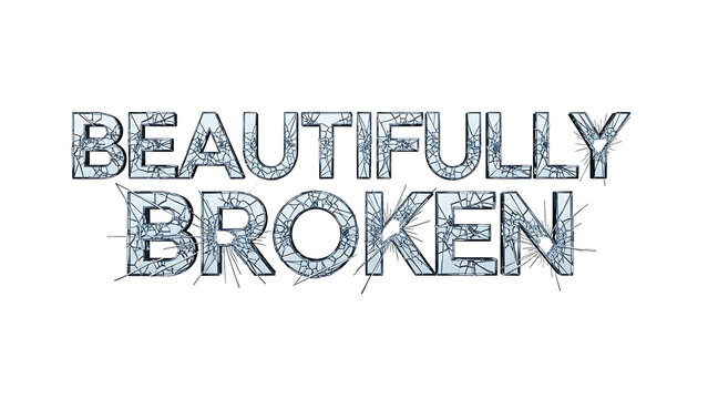 Beautifully broken text with cracks isolated on a transparent background