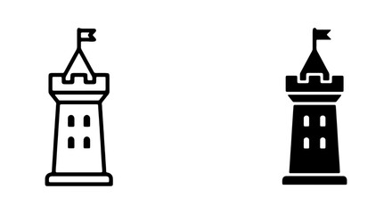 Castle Tower Icons, Medieval Fortress Symbols, Royal Architecture Vector Graphics © RAJA